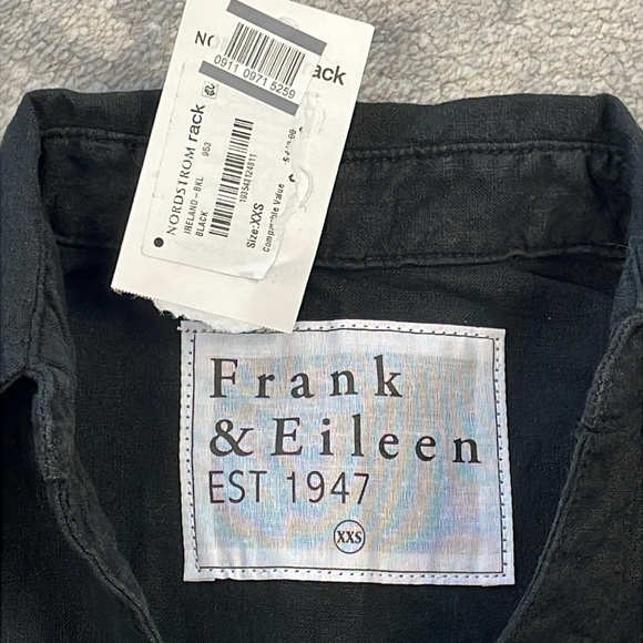 NWT Frank & Eileen Ireland Romper Cotton Linen Long Sleeve Loose Black XXS - Picture 11 of 14